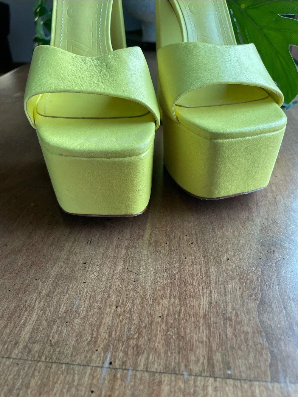 SCHUTZ Lenne Yellow Leather Platform Ankle-Strap Open Toe Heeled Sandals EU 39